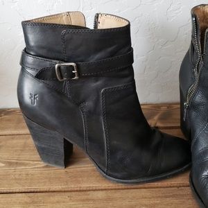 Black leather booties